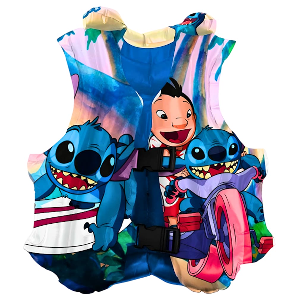 Colete Inflável Infantil 43cm Com Cinto Stitch Disney