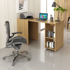 Mesa Articulável com 2 Nichos para Home Office ME4170 Amêndoa