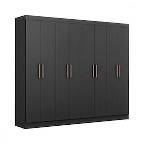 Guarda Roupa Casal Paris Com 8 Portas 4 Gavetas Maxel Móveis Preto