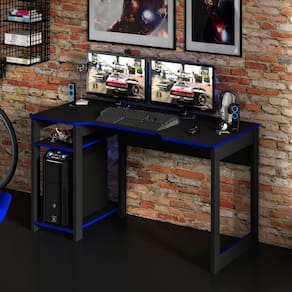 Mesa para Computador Gamer 136x75cm ME4152 Preto Azul