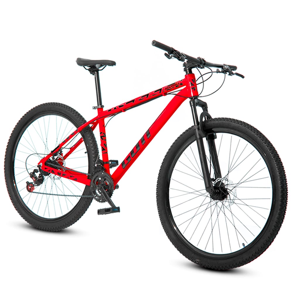 Bicicleta aro 29 Alumínio Vermelho e Preto Gott Mappa1 Freios a Disco Suspensão 21v