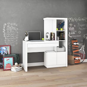 Escrivaninha com Estante 2 Portas 1 Gaveta ME4143 Branco