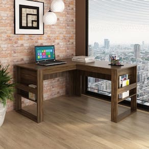 Escrivaninha de Canto Office Angular ME4145 Nogal Preto