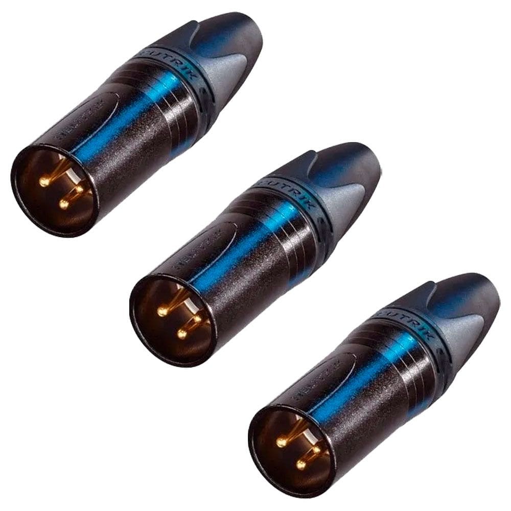 3 Conectores Neutrik Xlr Macho 3 Polos Preto/Dourado Nc3mxx-B