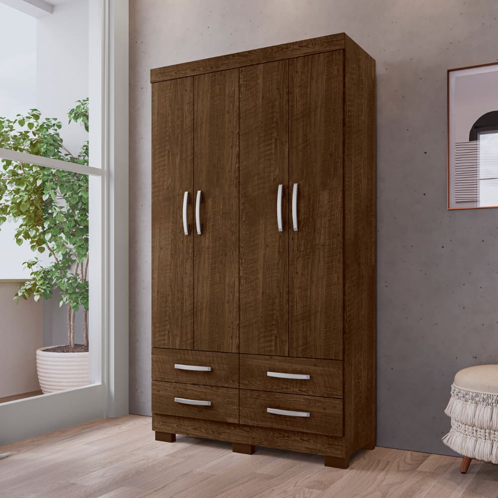 Guarda Roupa 4 Portas e 4 Gavetas Deventer Malbec