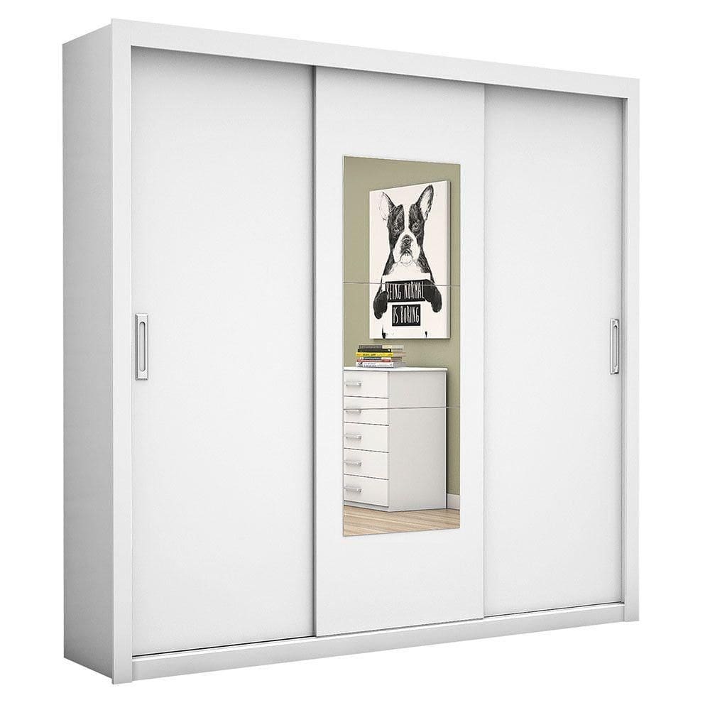 Guarda Roupa Bahia 3 Portas Com Espelho Carioca Móveis Branco