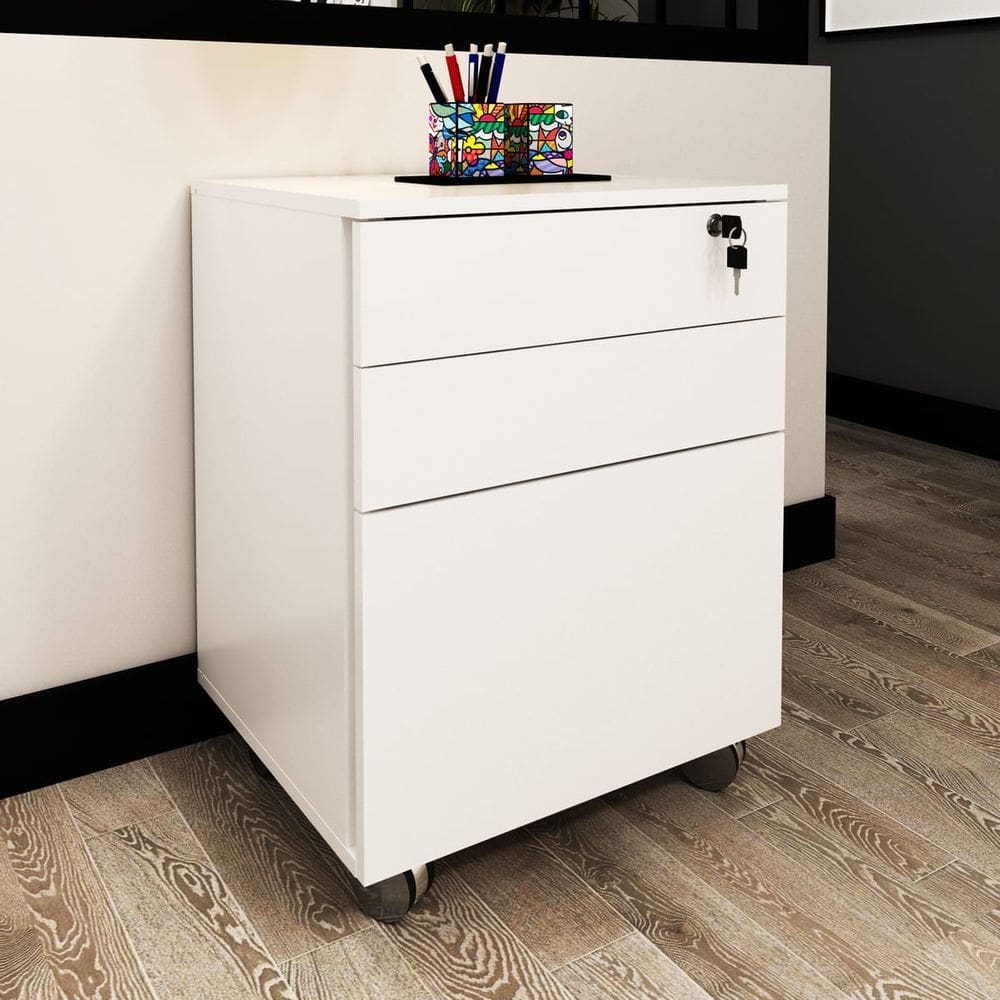 Gaveteiro de Arquivo com Chave Rodízio 3 Gavetas ME4148 Branco