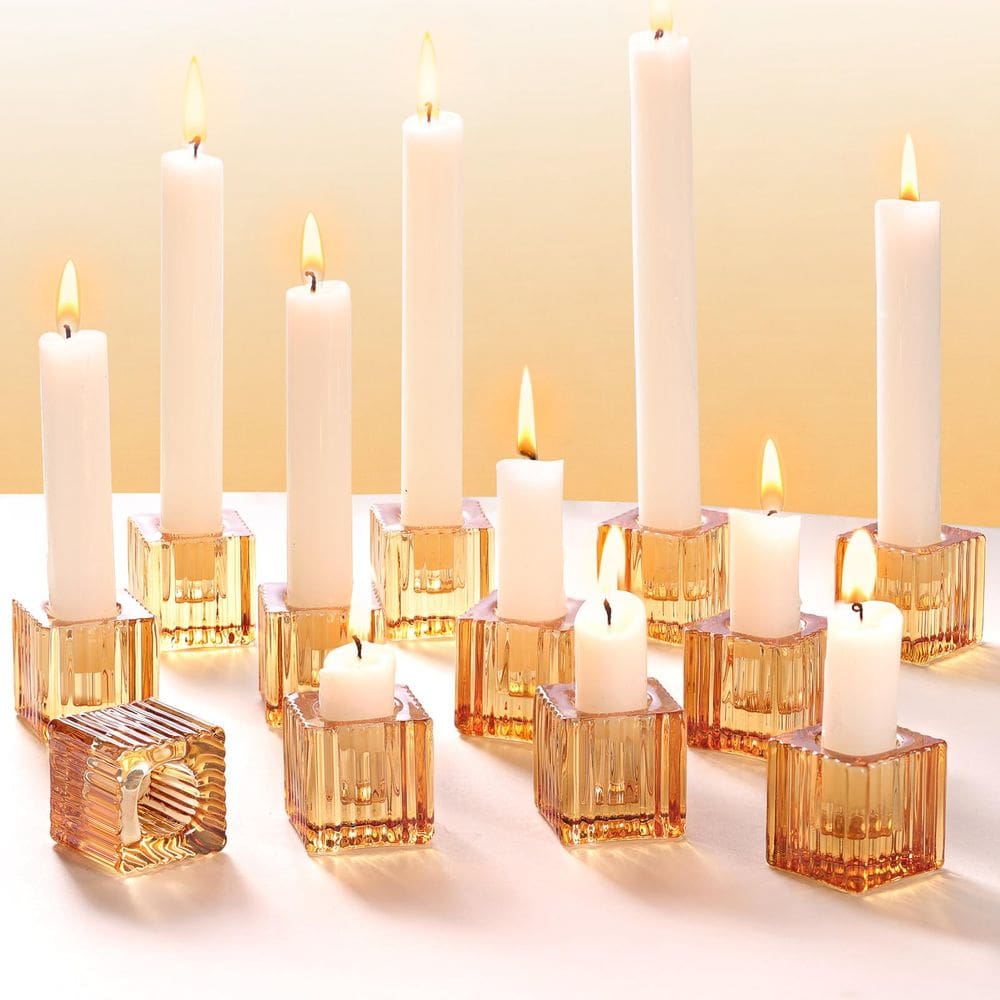 Conjunto de castiçais LETINE Amber Glass Cube Taper (12 unidades)