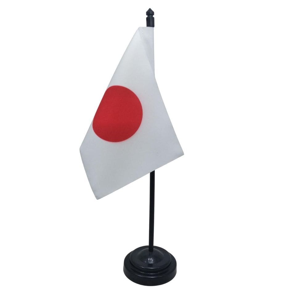 Bandeira Mesa Japão  10X14Cm  Dupla Face Com Mastro 27,5 Cm