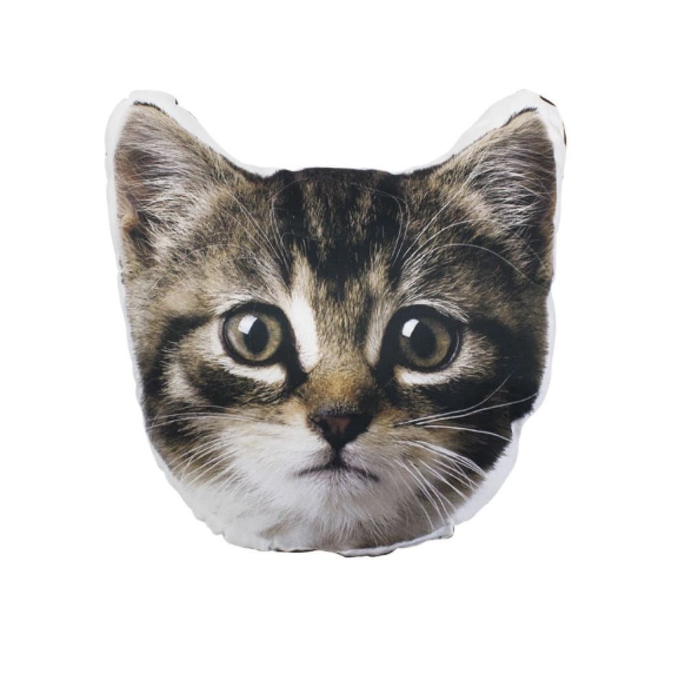 Almofada Formato Micro Pérolas Gato Cinza