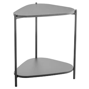 Mesa Lateral de Apoio Orgânica Artesano 45 cm (Largura) em MDP Nero (Preto) e Pés em Aço Preto