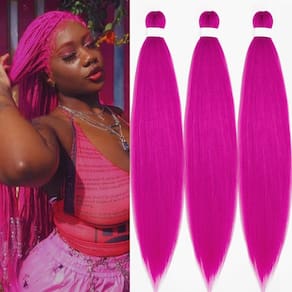 Trançando o cabelo para cima, Pruyo, pré-esticado, 30 cm, rosa, cor de kanekalo