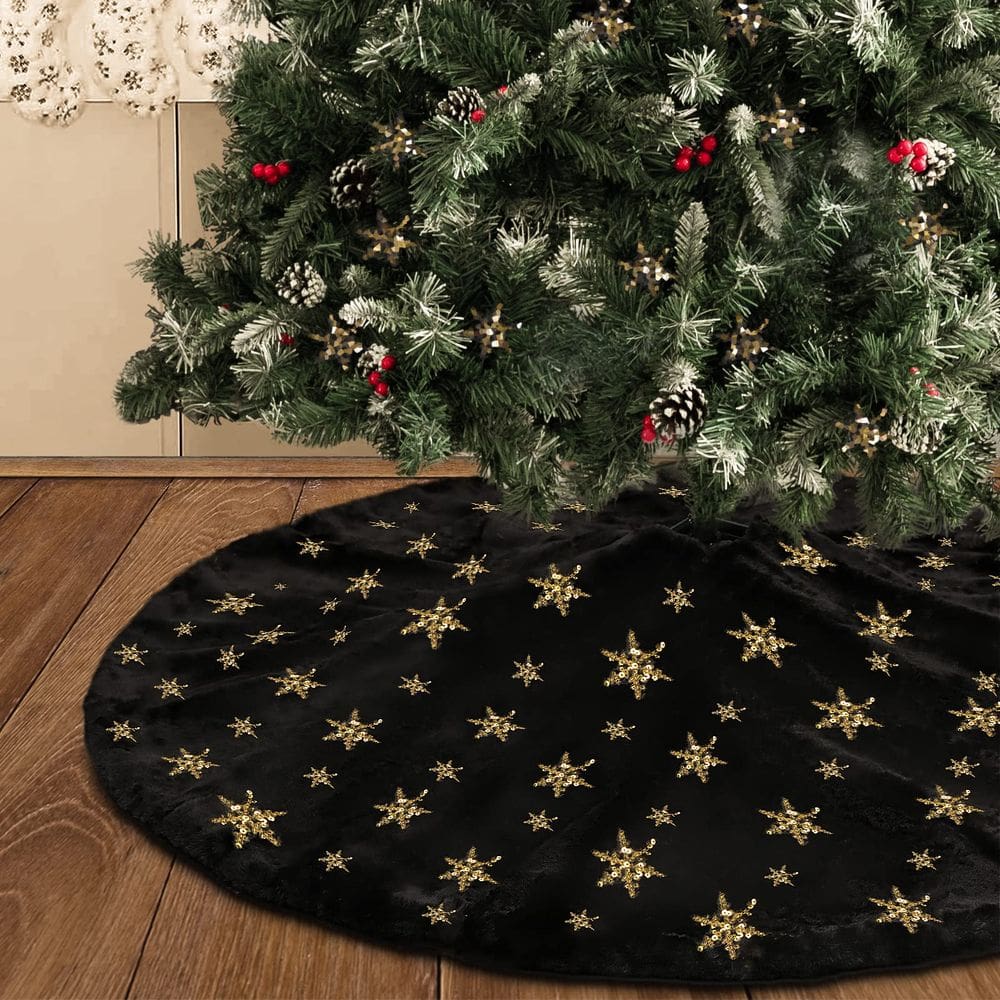 Saia de árvore de Natal DegGod Plush Black Faux Fur 90cm