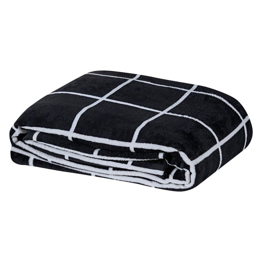 Manta Solteiro Austin Flannel Microfibra 1 Peça - Preto