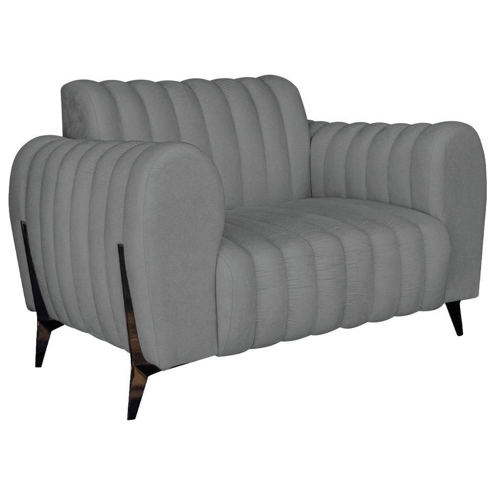 Poltrona Decorativa Zurique Sintético Cor Cinza