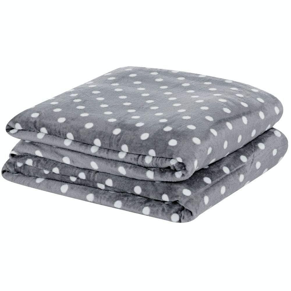 Manta Solteiro Petit Poa Flannel Microfibra 1 Peça - Cinza