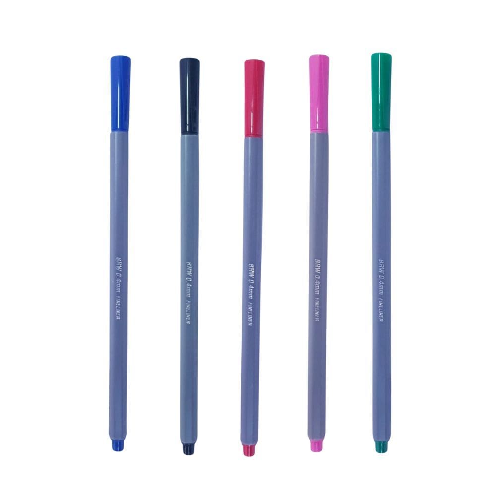 Kit 05 Canetas Hidrográfica Fineliner 0.4mm Ponta Agulha Extra Fina - BRW