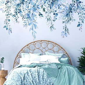 Decalques de parede VePret Blue Plants Leaves Peel and Stick