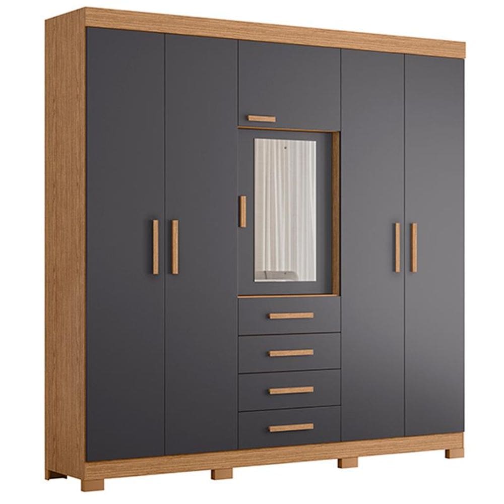 Guarda Roupa Virtus 6 Portas Freijó/Titanium - ABZ