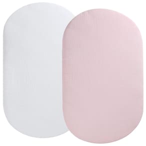 Lençol de berço Fadacudan Musselin Cotton UPPAbaby, pacote com 2 unidades, branco e rosa