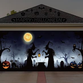 Decorações de porta de garagem de Halloween Preboun Witch 2,15x4,9m