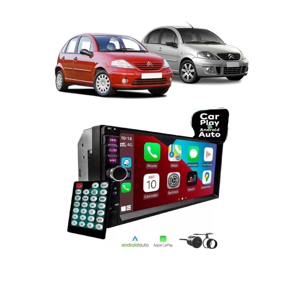 Kit Multimídia Citroen C3 2003 / 2012 7 Pol Carplay AndroidAuto USB BT - First Option 7810HCPAA
