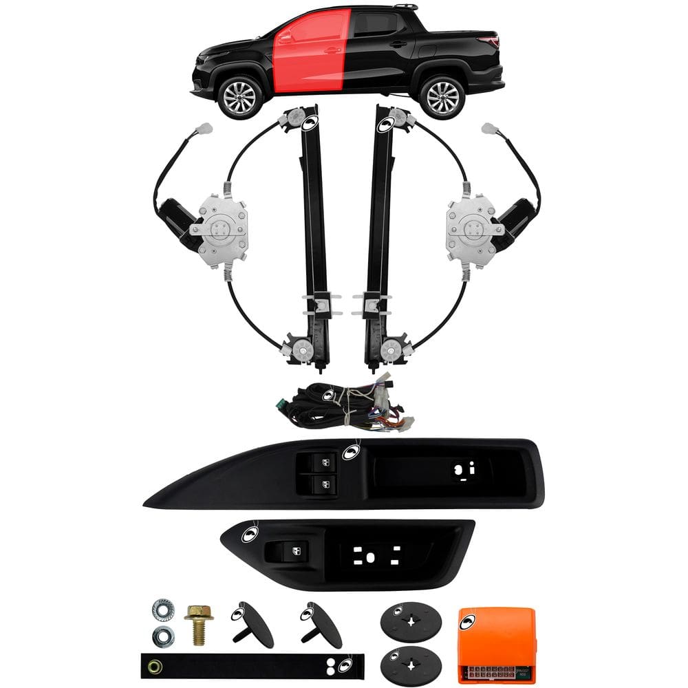 Kit Vidro Elétrico Strada 2020 em Diante 2 e 4 Portas Dianteiro Tragial