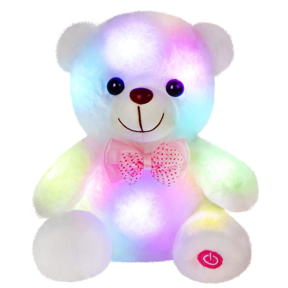 Brinquedo de pelúcia BSTAOFY Light up White Teddy Bear LED 20cm