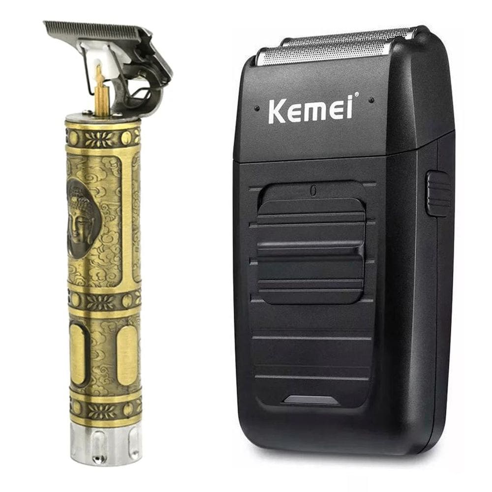 Kit Maquina Acabamento Sem Fio Kemei Km 1974A E Km 1102