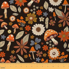 Tecido Erosebridal Hippie Flower 60S 70S Groovy Orange 1 jarda