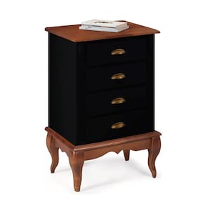 Mesa de Cabeceira 4 Gavetas Pés Luiz XV Hannover 60817 - Preto/Imbuia Glazer