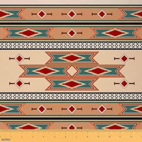 Tecido: Erosebridal, exótico, tribal, estofamento tribal, 1 jarda, marrom, azul-petróleo