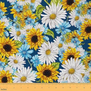 Tecido Erosebridal Sunflower Daisy Garden Floral de 1 jarda