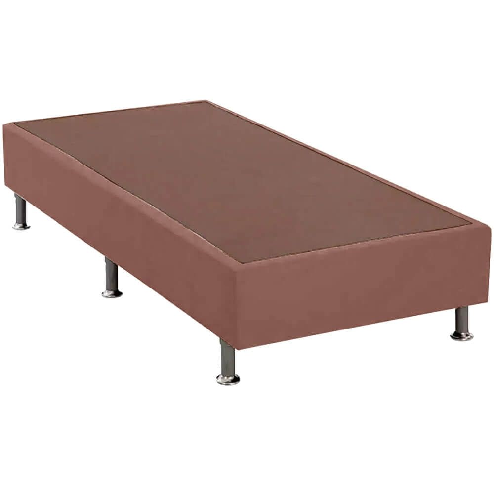 Base Solteiro Cama Box Courino 25x88x188 Cor Marrom