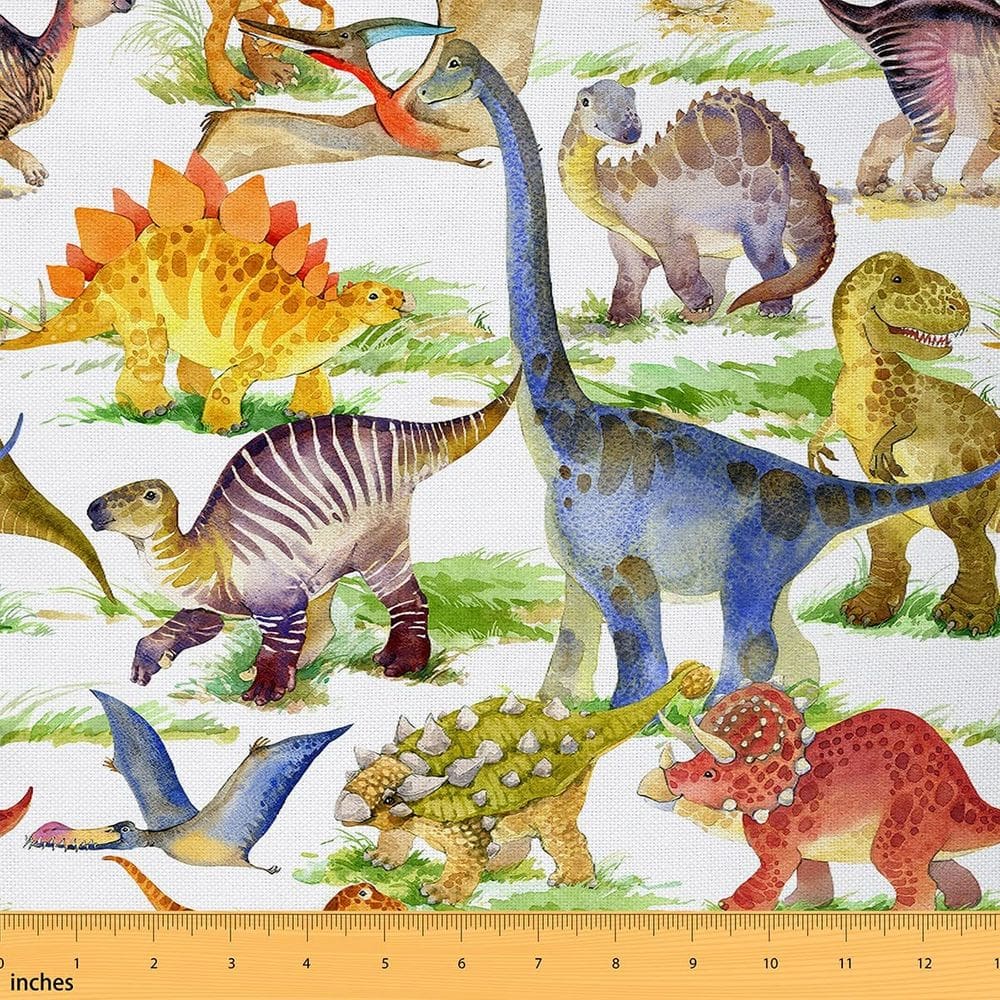 Estofamento em tecido Erosebridal Dinosaur Cartoon Dino de 1 jarda