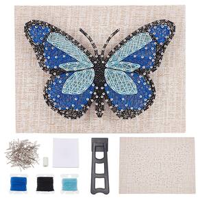 Kit de arte em cordas WEBEEDY Blue Butterfly com moldura e suporte