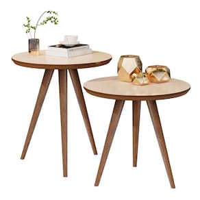 Mesa De Centro E Lateral Redonda 45cm Mdf Fosco