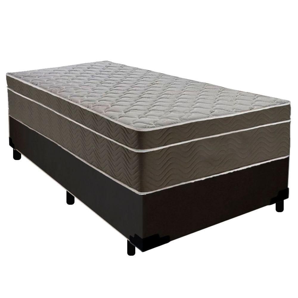 Cama Box Suede Solteiro + Colchão Serene Molas Ensacadas 88x188x65 Cor:preto