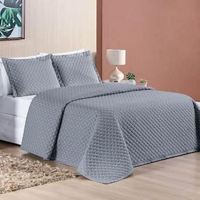Cobre Leito Queen Amarilis Micropercal 200 Fios 3 Peças - Cinza
