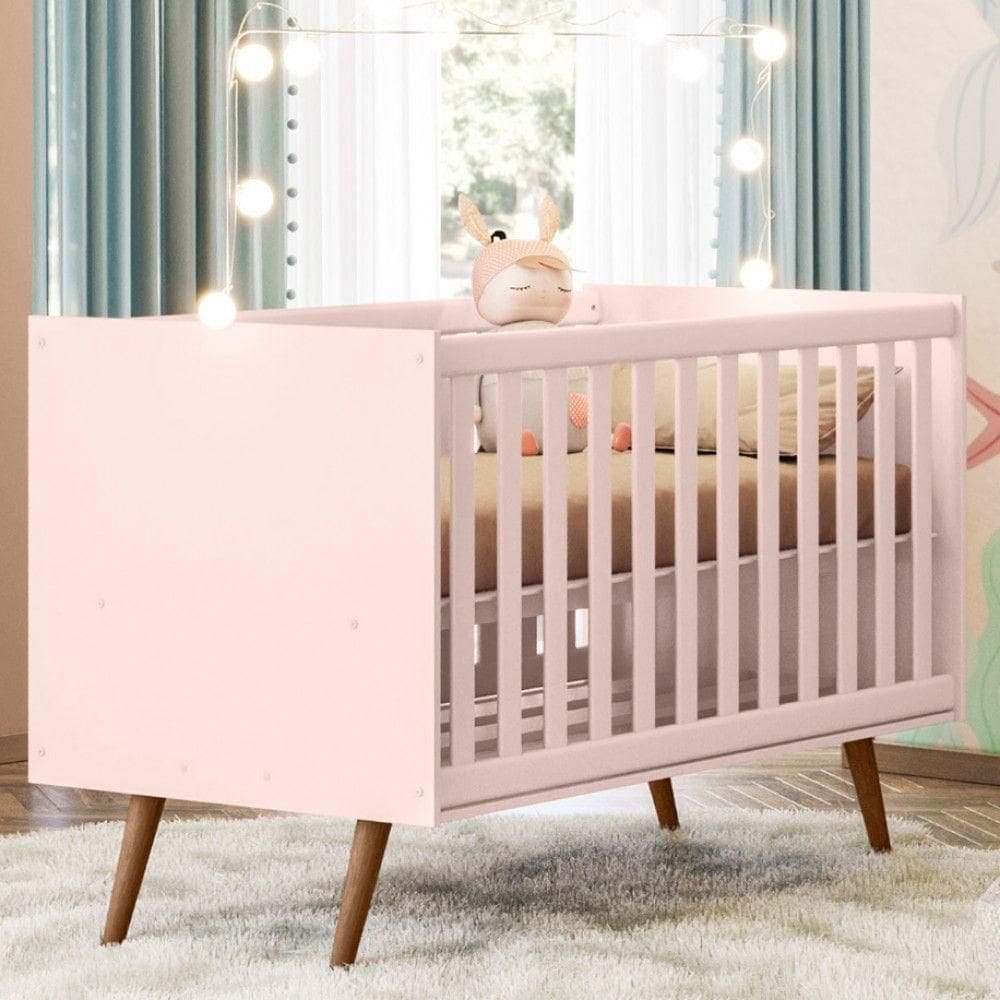 Berço Mini Cama  Em MDP Qmovi Rosa