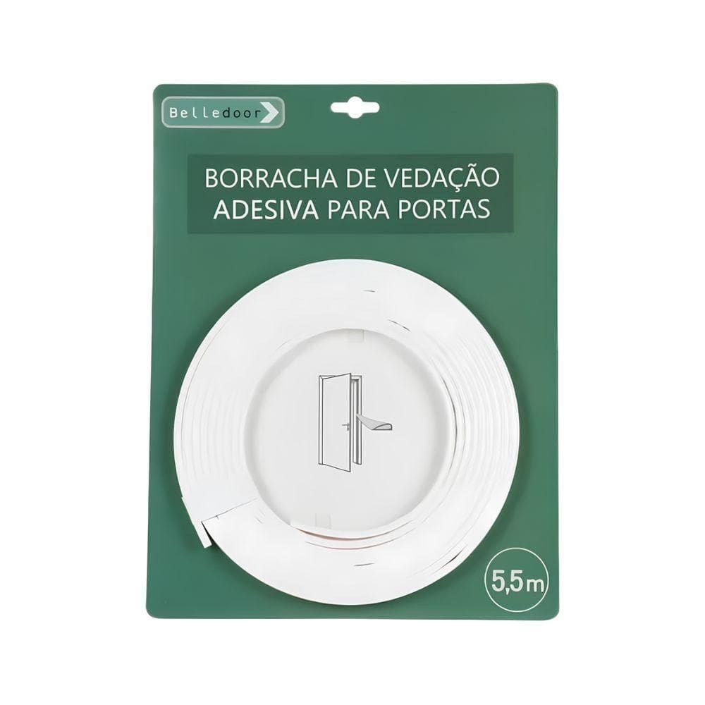 Borracha De Vedação Adesiva Para Portas Branca 5,5m - Belledoor