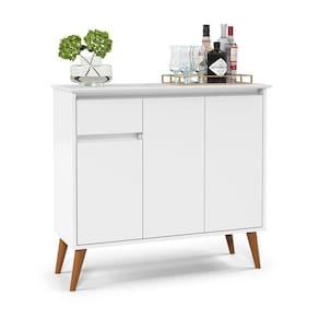 Aparador Buffet Veneza 3 Portas 1 Gaveta 93cm Ej Móveis Branco