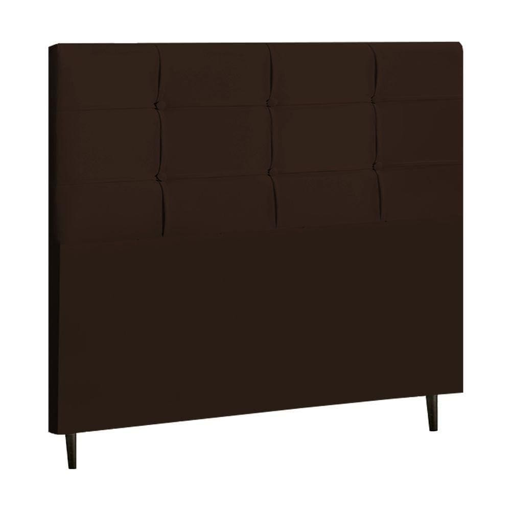 Cabeceira New Hylux Estofada Com Botão De Tecido Para Cama Box Casal King Size 195cm Marrom