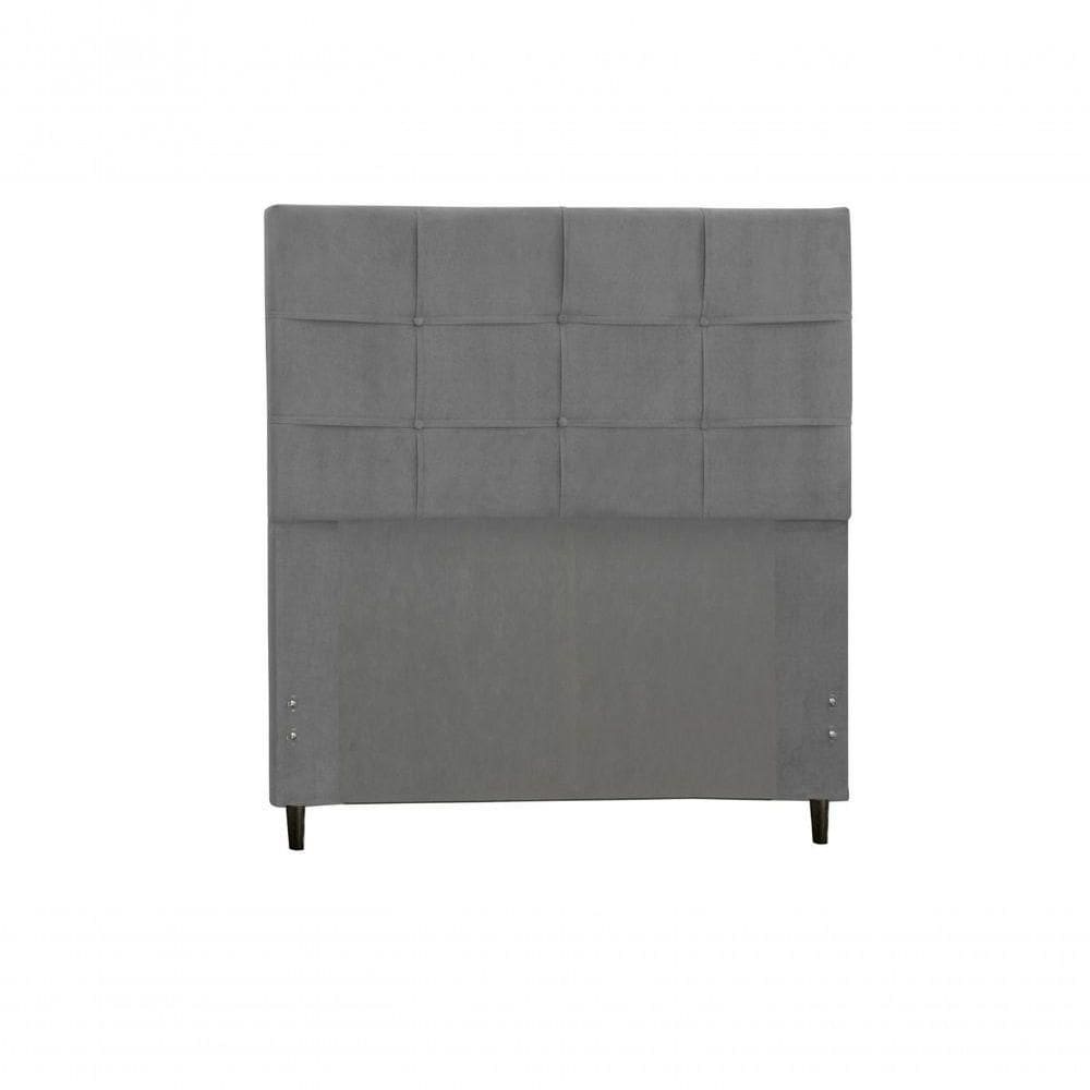 Cabeceira Civic Estofada Com Botão De Strass Para Cama Box Casal King Size 195cm Chumbo