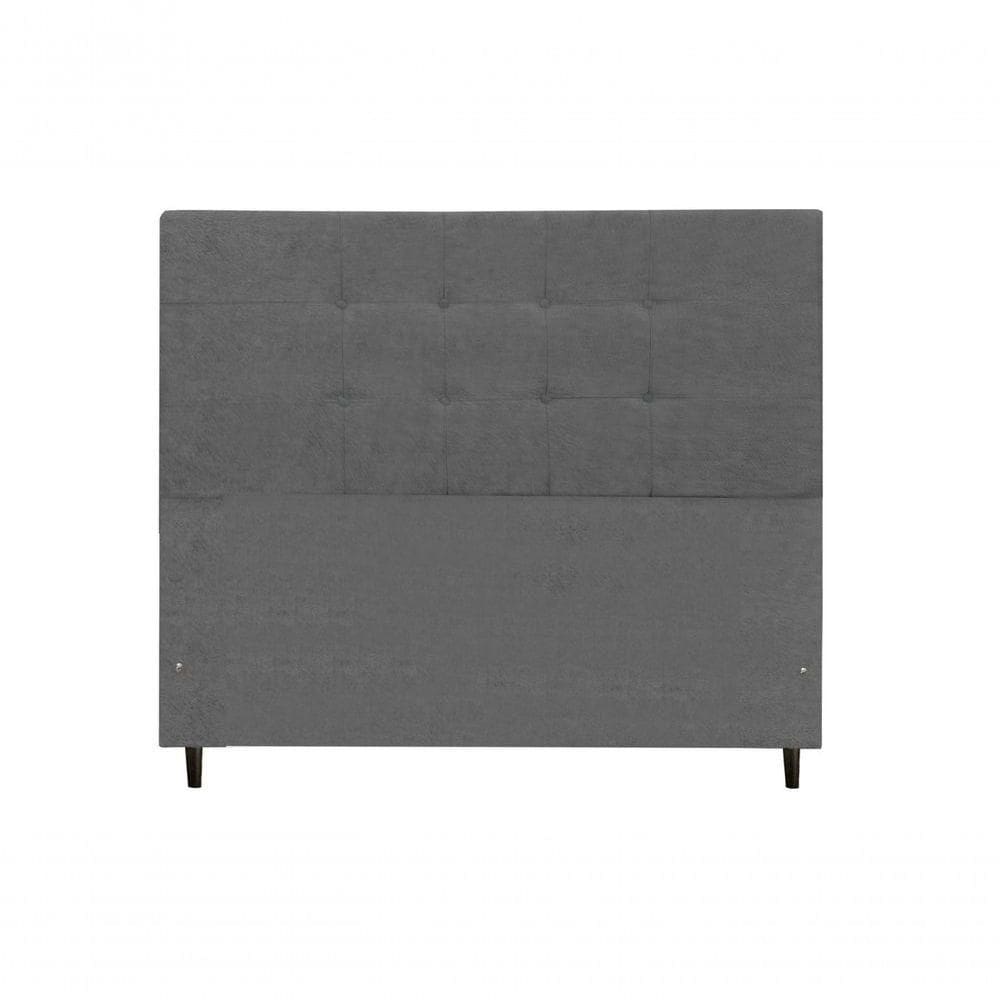 Cabeceira New Maveric Estofada Com Botão De Tecido Para Cama Box Casal 144cm Chumbo