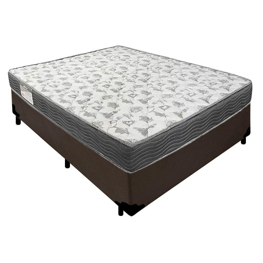 Cama Box Casal Sintético + Colchão De Espuma D33 - Serene - 138cm Cor:marrom