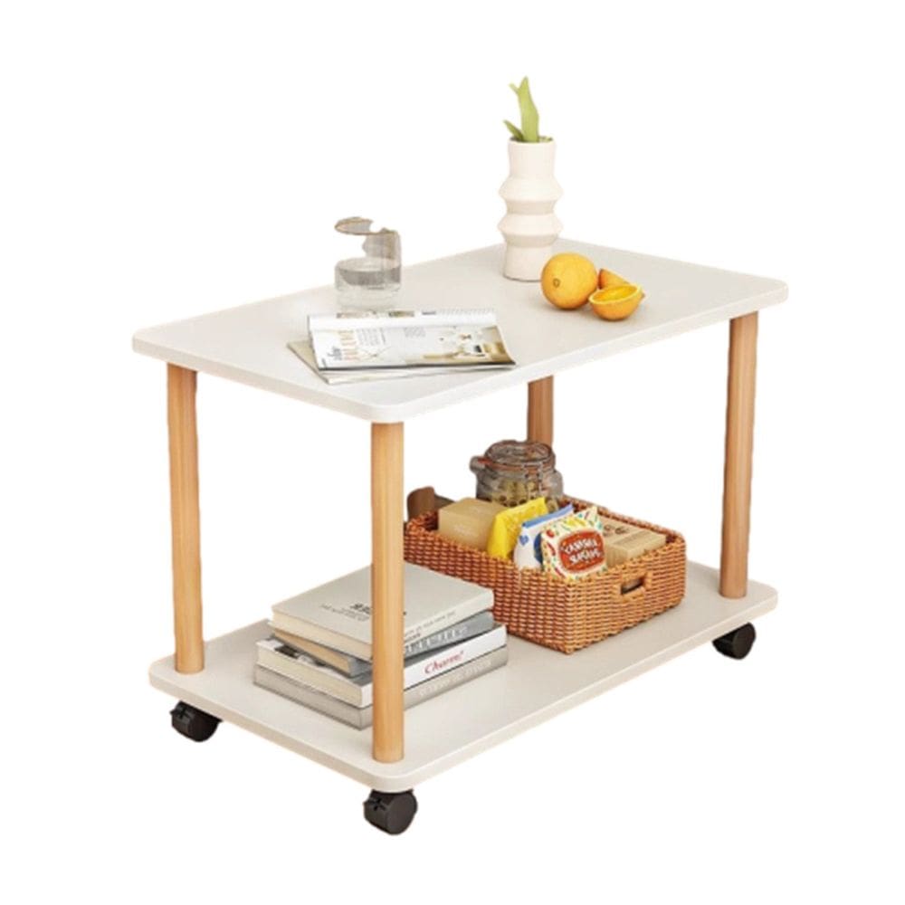 Mesa Auxiliar Lateral Rack Centro Rodízios Branco