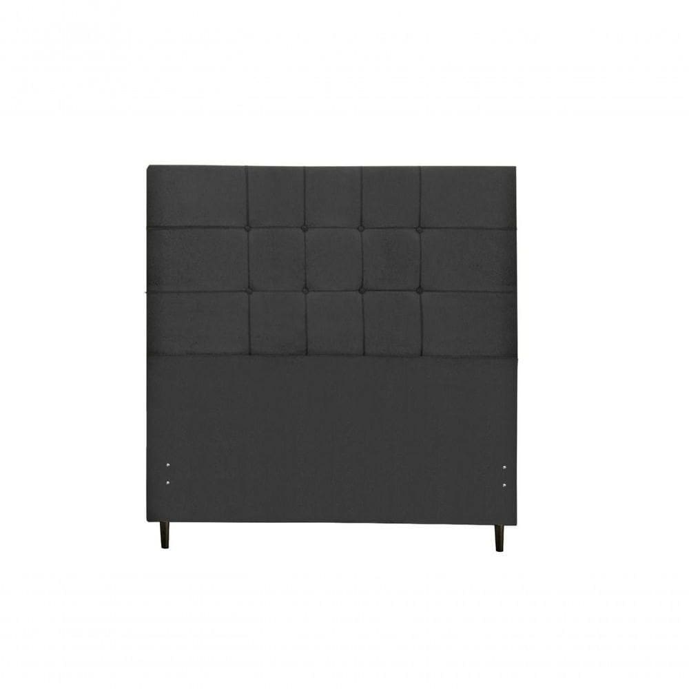 Cabeceira Maveric Estofada Com Botão De Tecido Para Cama Box Casal King Size 195cm Preto