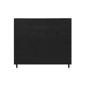 Cabeceira Maveric Estofada Com Botão De Tecido Para Cama Box Casal 144cm Preto