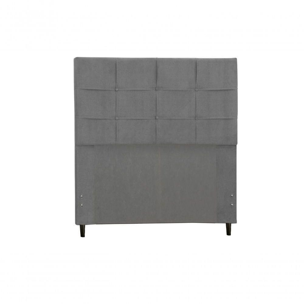 Cabeceira New Hylux Estofada Com Botão De Tecido Para Cama Box Casal King Size 195cm Chumbo
